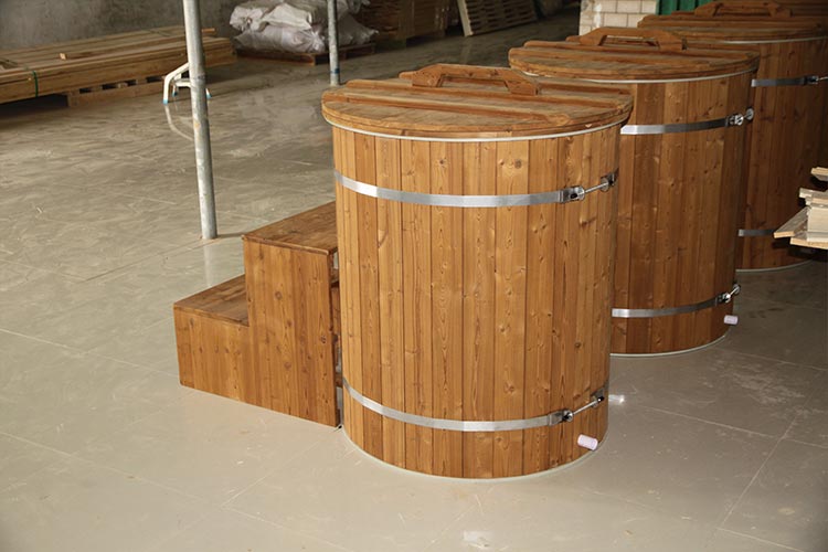 Thermo Pine Wood Ice Bath Tub with 304 Stainless Steel Liner